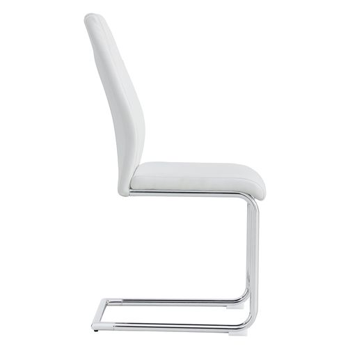 Lot De 4 Chaises Salle à Manger En Pu Blanc, Pieds Métal Argenté