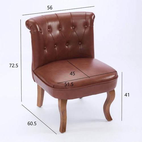 Fauteuil 56x60.5x72.5 Cm En Simili Marron Avec Pieds En Bois Et Dossier à Boutons