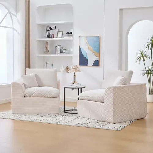 Canapé 2 Places 204x102,5x84 Cm Velours Côtelé Beige Design Minimaliste Nordique