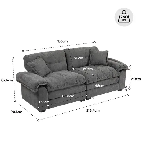 Ensemble Canapé 2 Pièces En Tissu Chenille Vert : Fauteuil Et Canapé 2 Places