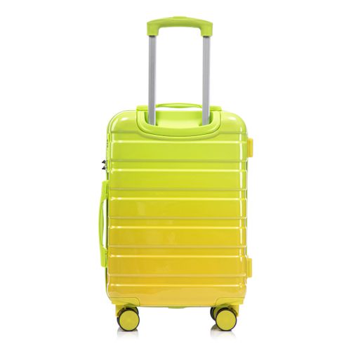Set Valise Rigide 20'' Et Trousse Cosmétique 14'' En PC Vert Avec Serrure À Code