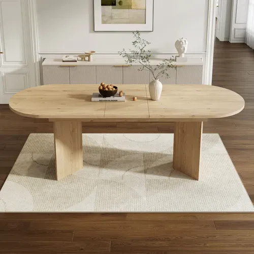 Table à Manger Extensible 160/200x90 Cm En Bois Chêne , Pour 4 à 8 Personnes