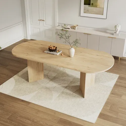 Table à Manger Extensible 160/200x90 Cm En Bois Chêne , Pour 4 à 8 Personnes