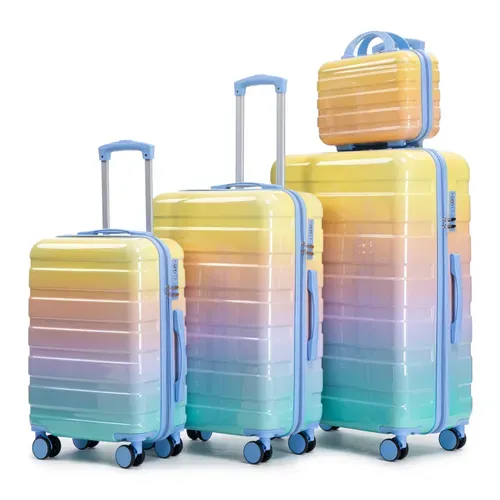 Set De 4 Valises Rigides PC 14/20/24/28 Pouces Jaune Avec Serrure À Code