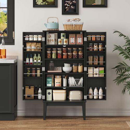 Buffet Vintage Noir Meuble De Rangement Cuisine 120x59x30 Cm Avec 2 Portes