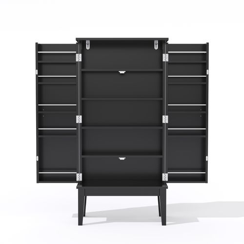 Buffet Vintage Noir Meuble De Rangement Cuisine 120x59x30 Cm Avec 2 Portes