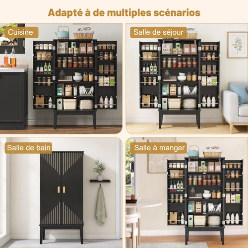 Buffet Vintage Noir Meuble De Rangement Cuisine 120x59x30 Cm Avec 2 Portes