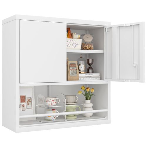 Armoire Verrouillable Murale De Rangement En Métal Blanc Avec Étagère Réglable