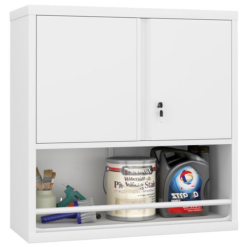 Armoire Verrouillable Murale De Rangement En Métal Blanc Avec Étagère Réglable