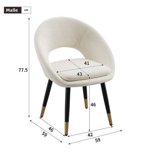 Lot De 6 Chaises De Salle à Manger En Velours Beige, Pieds Métal Noir Et Or