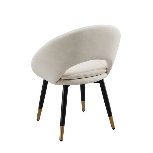 Lot De 6 Chaises De Salle à Manger En Velours Beige, Pieds Métal Noir Et Or