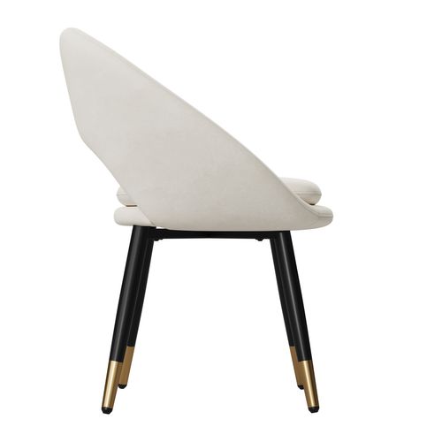 Lot De 6 Chaises De Salle à Manger En Velours Beige, Pieds Métal Noir Et Or