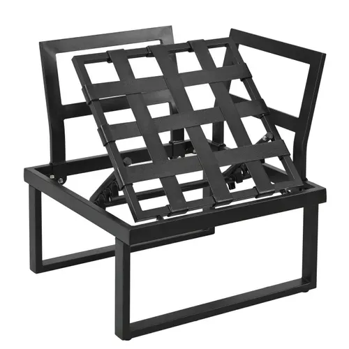 Salon De Jardin Modulable 4 Places Avec Table 105x70 Cm, Acier Gris/noir