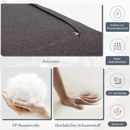 Salon De Jardin Modulable 4 Places Avec Table 105x70 Cm, Acier Gris/noir