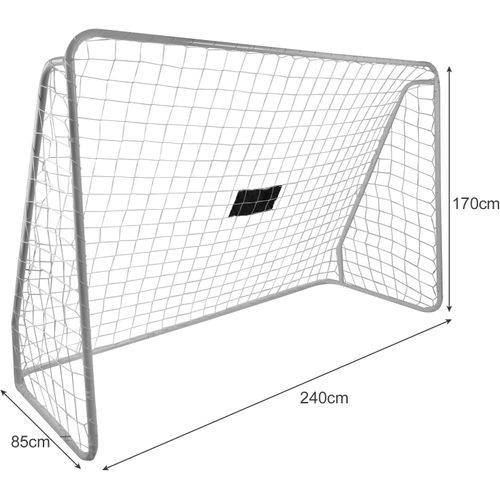 But De Football 2-en-1 240x170 Cm En Acier Blanc Avec Filet Et Cible De Tir