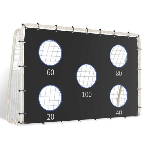 But De Football 2-en-1 240x170 Cm En Acier Blanc Avec Filet Et Cible De Tir