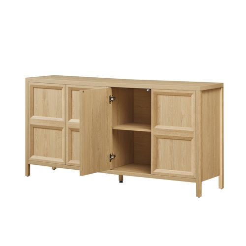 Buffet 160x40x80 Cm Chêne Clair Avec 4 Portes, Style Moderne