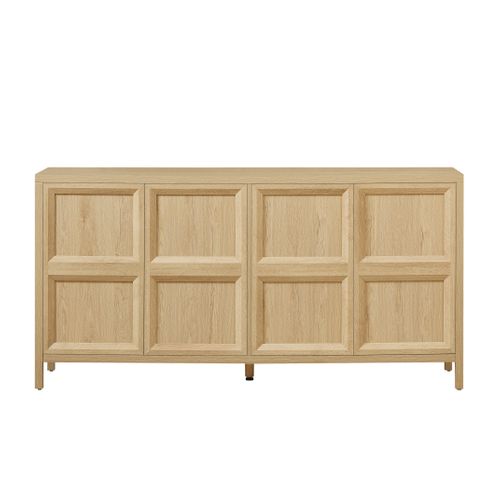 Buffet 160x40x80 Cm Chêne Clair Avec 4 Portes, Style Moderne