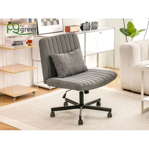 Fauteuil De Bureau Pivotante En Tissu Gris Foncé, Sans Accoudoirs, Réglable En Hauteur