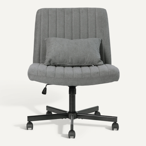 Fauteuil De Bureau Pivotante En Tissu Gris Foncé, Sans Accoudoirs, Réglable En Hauteur