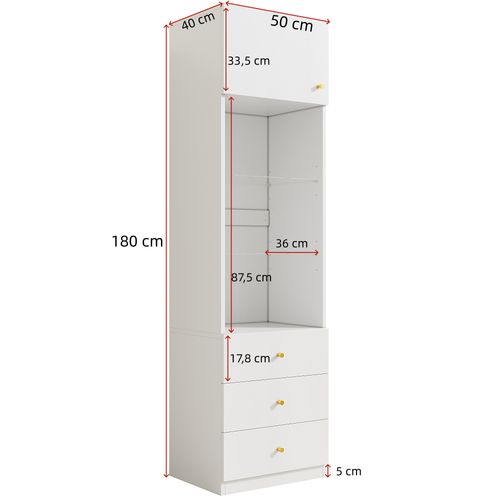 Ensemble Armoire 80x50x200 Cm Et Bibliothèque 50x40x180 Cm Blanc Avec 5 Portes Et 5 Tiroirs