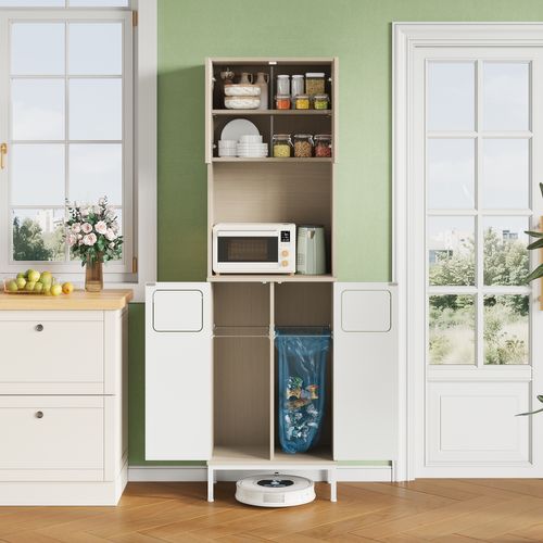 Buffet Haut, Armoire De Cuisine 53x35x181 Cm Bois Clair, étagères ...