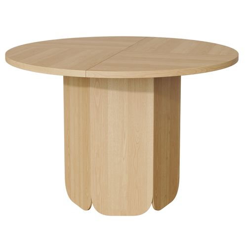 Table à Manger Ronde 120x120x75 Cm Pour 4-6 Personnes, Couleur Chêne, Style Scandinave