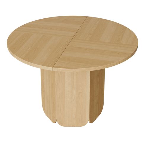 Table à Manger Ronde 120x120x75 Cm Pour 4-6 Personnes, Couleur Chêne, Style Scandinave