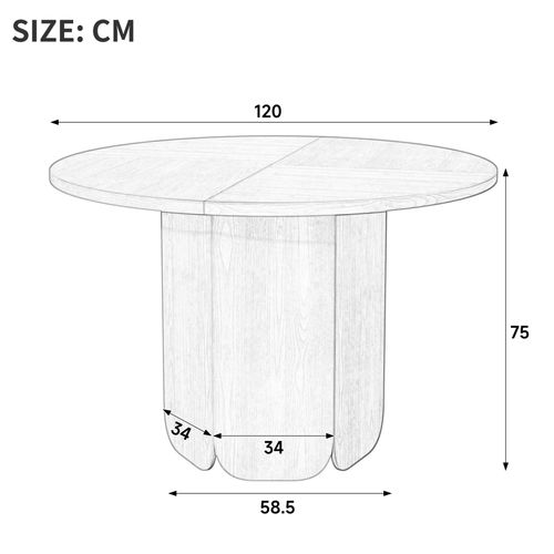 Table à Manger Ronde 120x120x75 Cm Noyer Pour 4-6 Personnes, Style Scandinave
