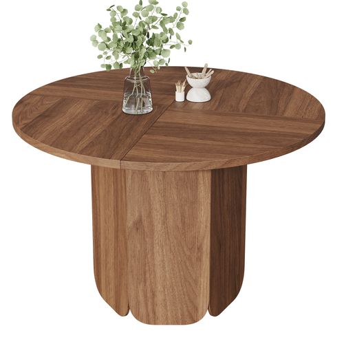 Table à Manger Ronde 120x120x75 Cm Noyer Pour 4-6 Personnes, Style Scandinave