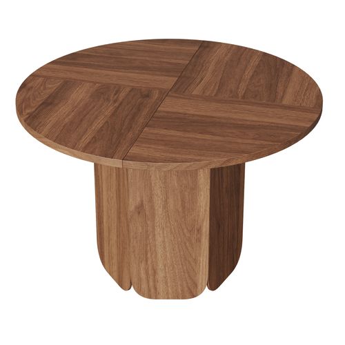 Table à Manger Ronde 120x120x75 Cm Noyer Pour 4-6 Personnes, Style Scandinave