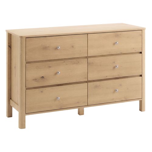 Commode Moderne 120x40x80 Cm Avec 6 Tiroirs, Coloris Chêne