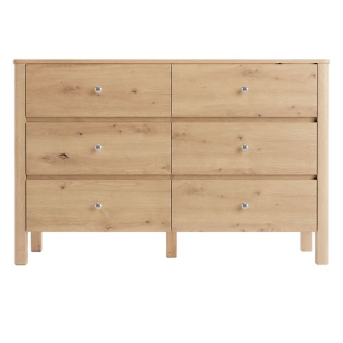 Commode Moderne 120x40x80 Cm Avec 6 Tiroirs, Coloris Chêne
