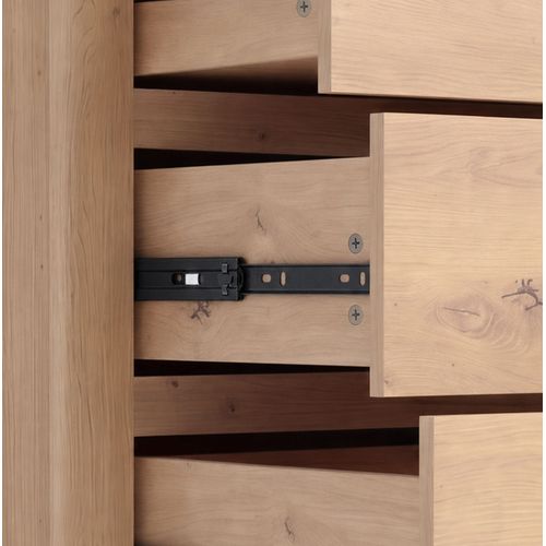 Commode Moderne 120x40x80 Cm Avec 6 Tiroirs, Coloris Chêne