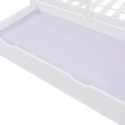 Lit Enfant 90x200 Cm - Lit Cabane Avec Tableau Et 2 Tiroirs, Rangement Pratique, Bois Et Mdf, Blanc