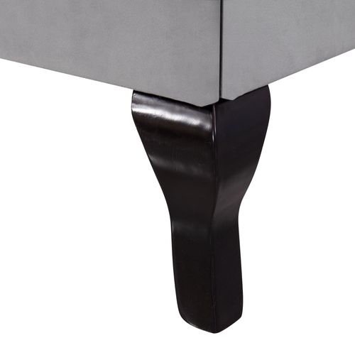 Lit Coffre Double Capitonné 140x200 Cm LED Et USB-c, Métal Lin Bois, Gris