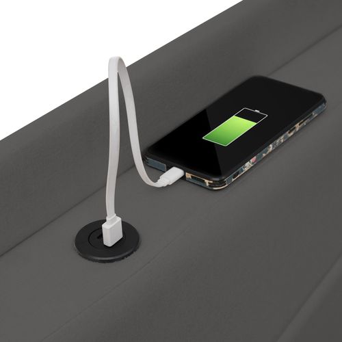 Lit Coffre 180x200 Cm - Lit Double Avec Sommier à Lattes - Coton Bois Métal - Gris