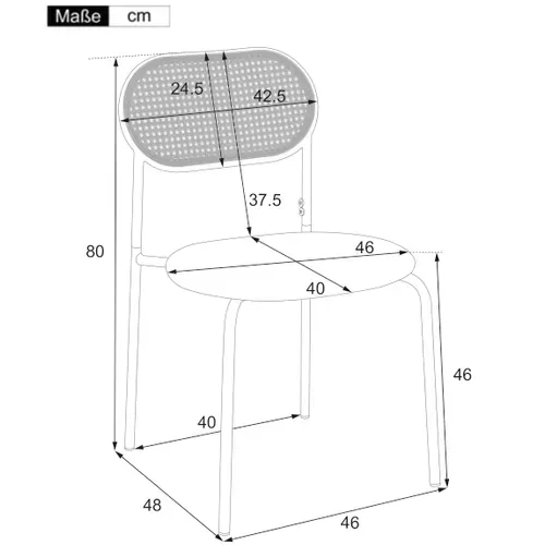 Chaises Lot De 2, Dossier Ovale En Rotin, Pieds Métal, Assise Confortable - Marron