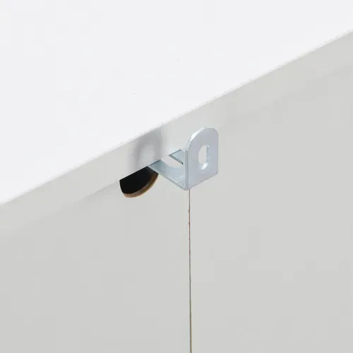 Commode - Bois Et Rotin 4 Tiroirs Avec Poignées, Design Naturel Moderne, Mdf+, Naturel/blanc