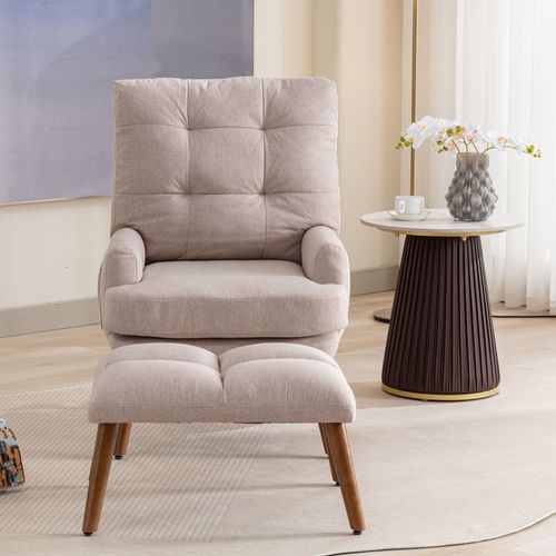 Fauteuils Mousse, Avec Dossier Réglable 5 Positions Et Repose-pieds - Beige