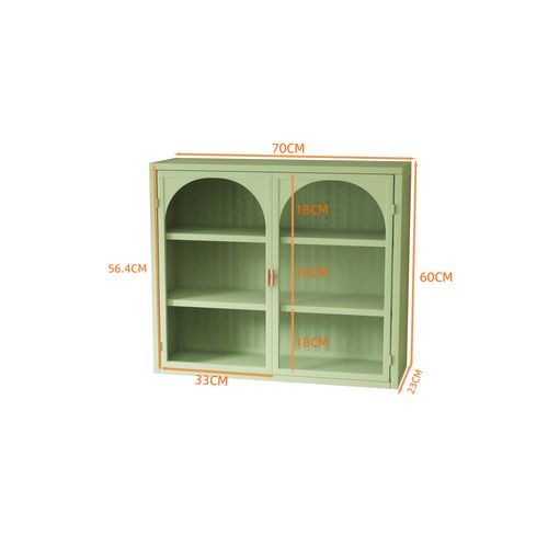 Armoire Murale - Armoire Murale En Verre Avec 2 Portes Pour Salon Et Salle De Bain - Métal Vert