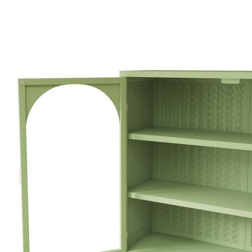 Armoire Murale - Armoire Murale En Verre Avec 2 Portes Pour Salon Et Salle De Bain - Métal Vert