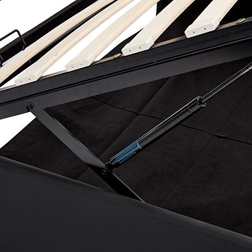 Lit Coffre Double 160x200 Cm - Capitonné Avec Port USB Et LED - Similicuir - Noir