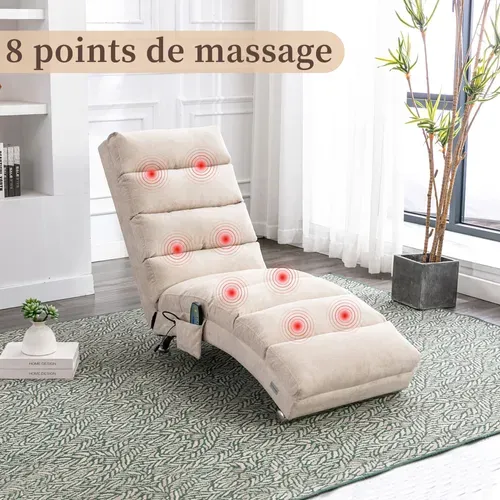 Fauteuil Relax électrique Massant 5 Modes Avec Télécommande, Tissu Pu, Structure Métal - Beige