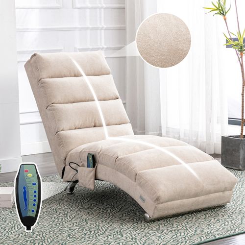 Fauteuil Relax électrique Massant 5 Modes Avec Télécommande, Tissu Pu, Structure Métal - Beige