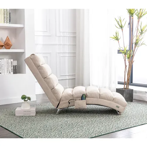 Fauteuil Relax électrique Massant 5 Modes Avec Télécommande, Tissu Pu, Structure Métal - Beige