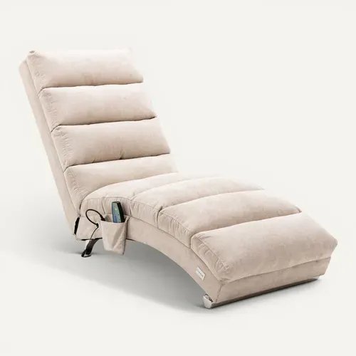 Fauteuil Relax électrique Massant 5 Modes Avec Télécommande, Tissu Pu, Structure Métal - Beige