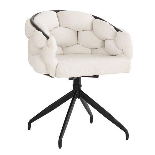 Lot 2 Chaises Pivotantes 360°, Ergonomiques, Accoudoirs, Assise Velours Bouclé, Beige