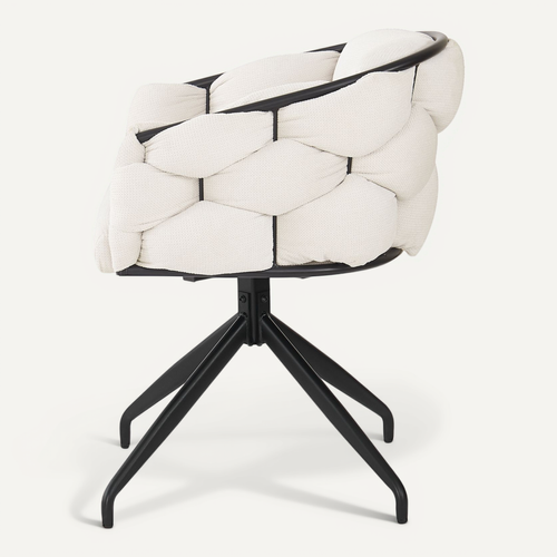 Lot 2 Chaises Pivotantes 360°, Ergonomiques, Accoudoirs, Assise Velours Bouclé, Beige