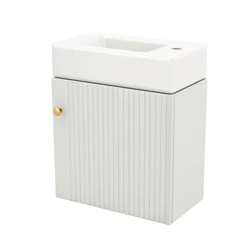 Meuble Sous-vasque Suspendu Avec Vasque - Meuble Salle De Bain Compact, Mdf, 46x26x56 Cm - Blanc